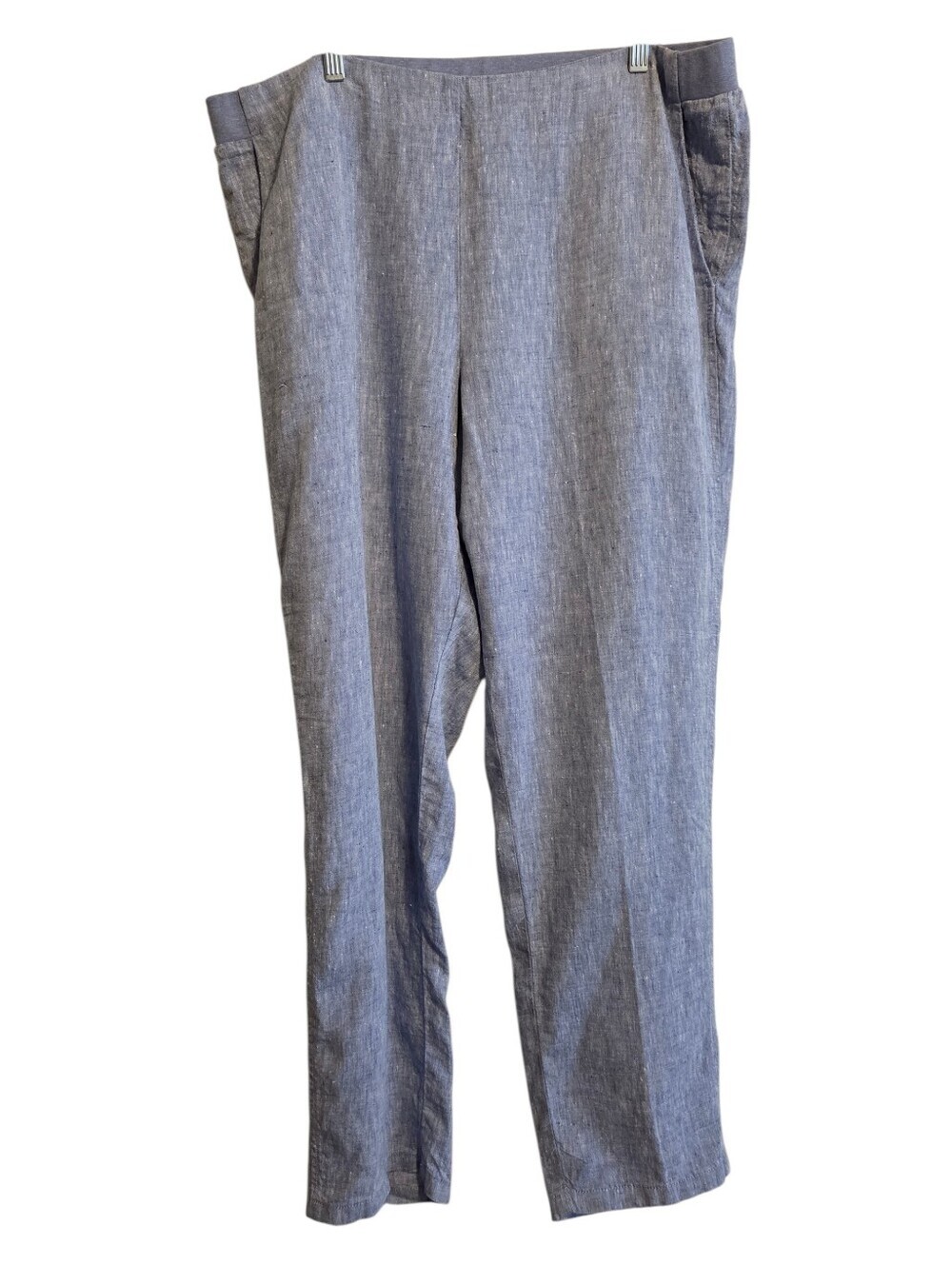 J. Jill Love Linen Chambray Pull On Leisure Straight Leg Pants Sz L Coastal